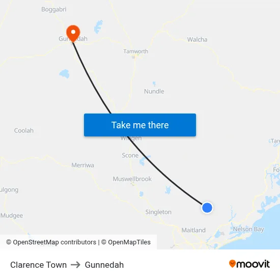 Clarence Town to Gunnedah map