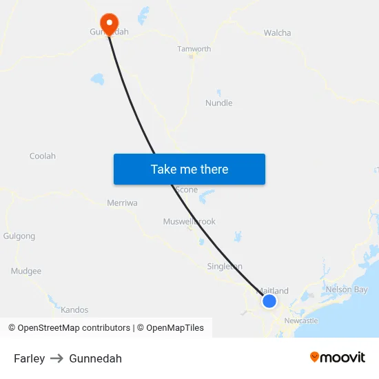 Farley to Gunnedah map