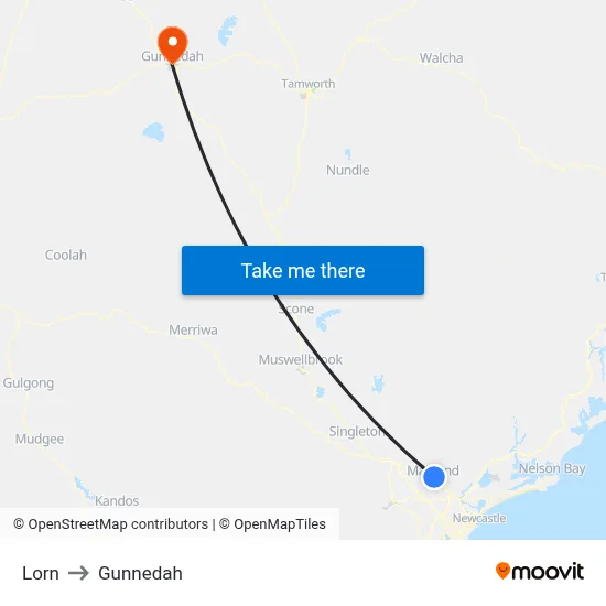 Lorn to Gunnedah map