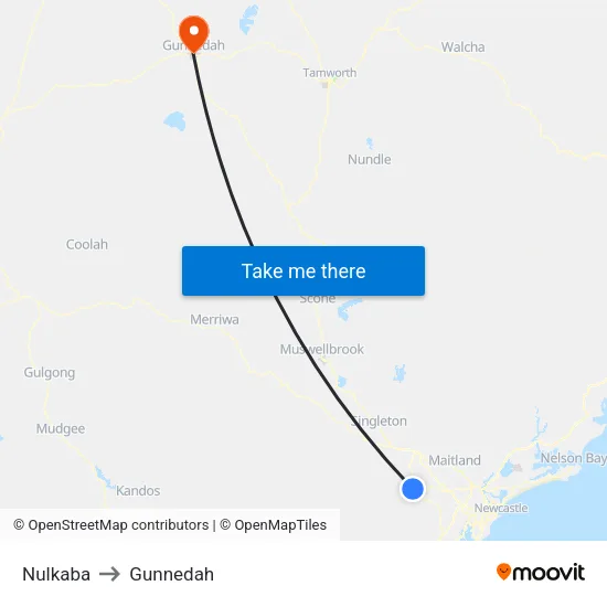Nulkaba to Gunnedah map