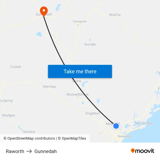Raworth to Gunnedah map