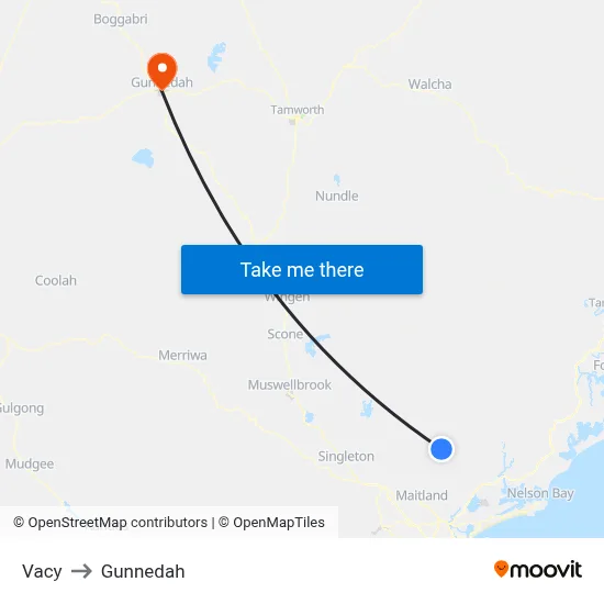 Vacy to Gunnedah map