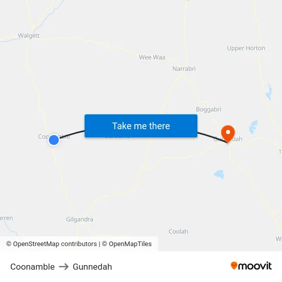 Coonamble to Gunnedah map