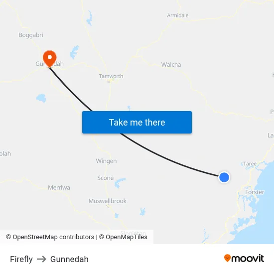 Firefly to Gunnedah map