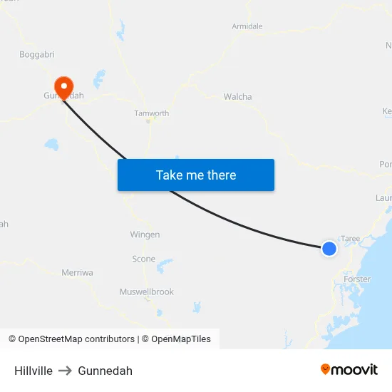 Hillville to Gunnedah map