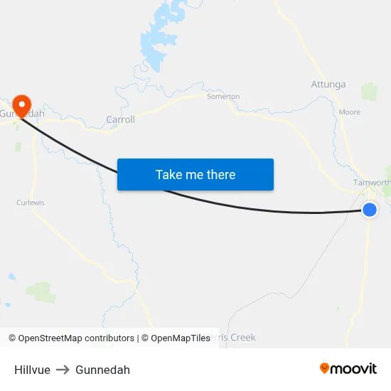 Hillvue to Gunnedah map