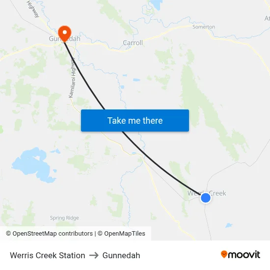 Werris Creek Station to Gunnedah map