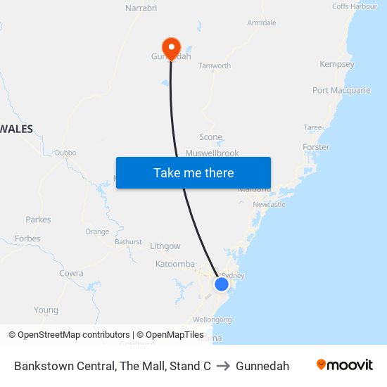 Bankstown Central, The Mall, Stand C to Gunnedah map