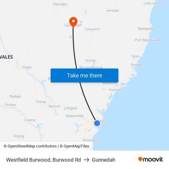 Westfield Burwood, Burwood Rd to Gunnedah map