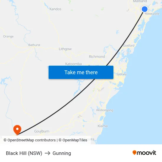 Black Hill (NSW) to Gunning map
