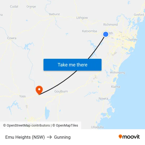Emu Heights (NSW) to Gunning map