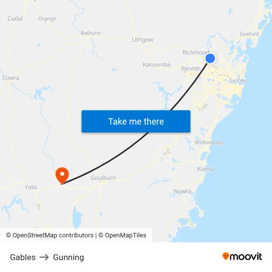 Gables to Gunning map