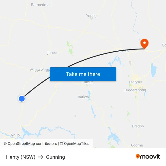 Henty (NSW) to Gunning map