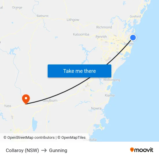 Collaroy (NSW) to Gunning map