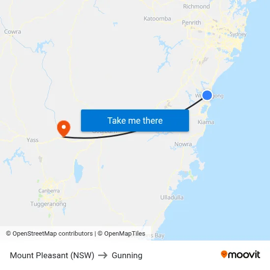 Mount Pleasant (NSW) to Gunning map