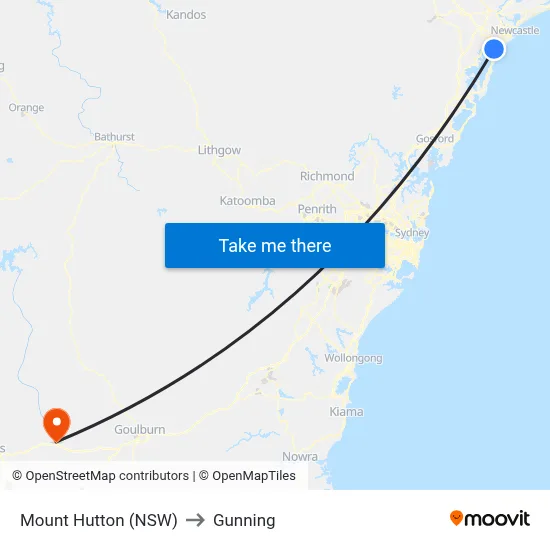 Mount Hutton (NSW) to Gunning map