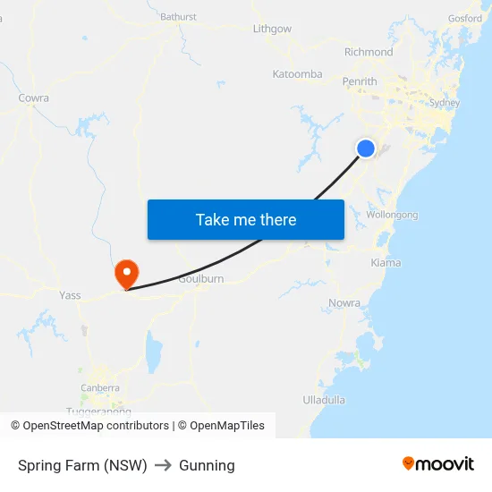Spring Farm (NSW) to Gunning map