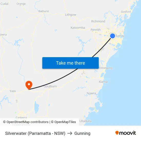 Silverwater (Parramatta - NSW) to Gunning map