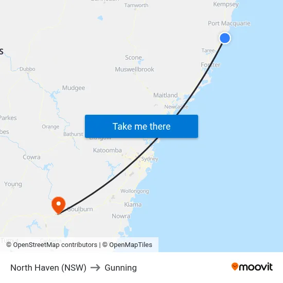 North Haven (NSW) to Gunning map
