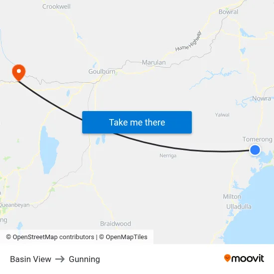 Basin View to Gunning map