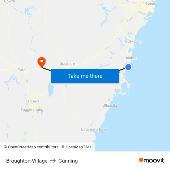 Broughton Village to Gunning map