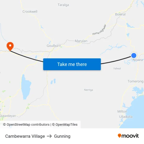 Cambewarra Village to Gunning map