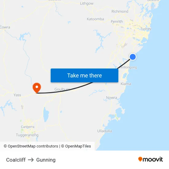 Coalcliff to Gunning map