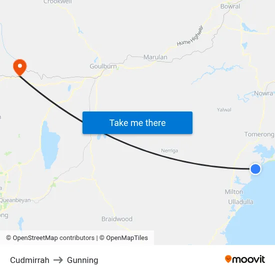 Cudmirrah to Gunning map