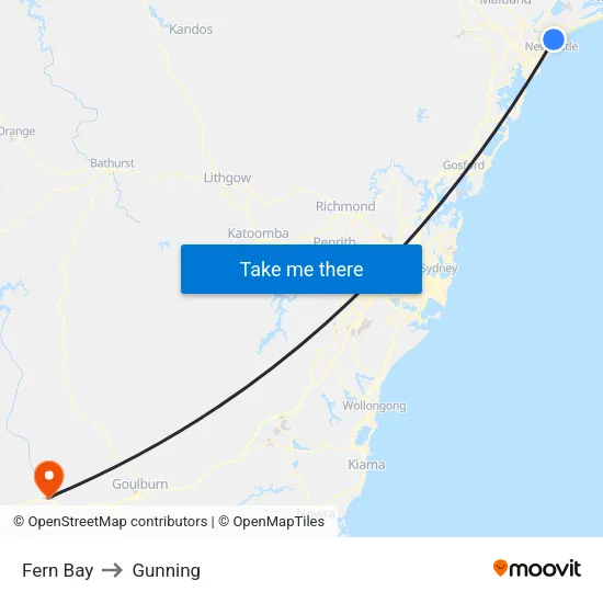 Fern Bay to Gunning map