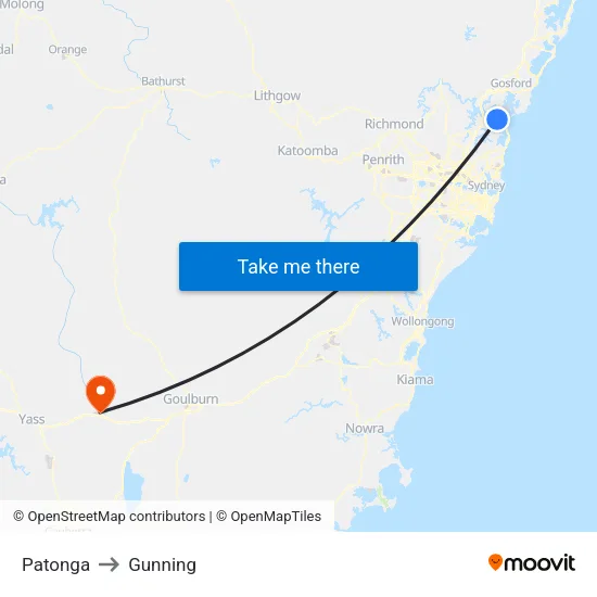 Patonga to Gunning map