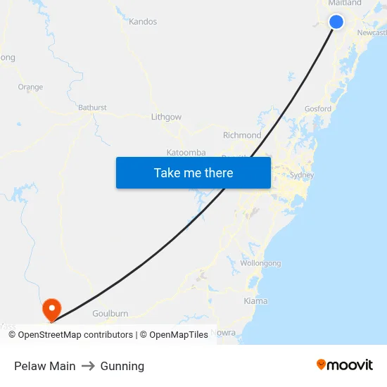 Pelaw Main to Gunning map