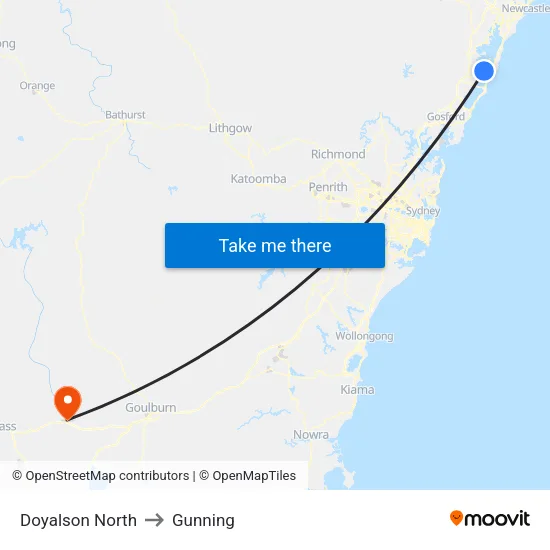 Doyalson North to Gunning map