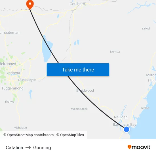 Catalina to Gunning map