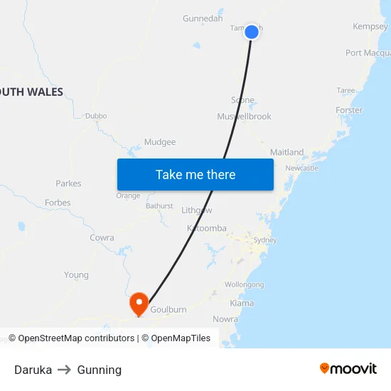 Daruka to Gunning map