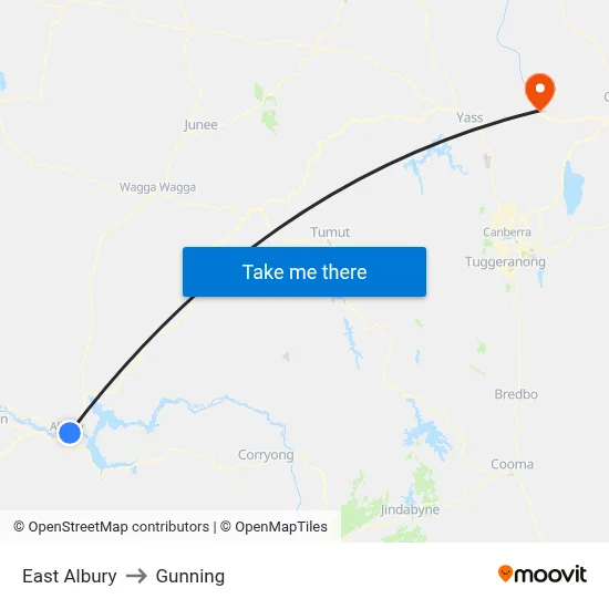 East Albury to Gunning map