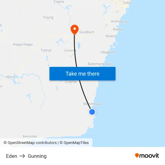 Eden to Gunning map