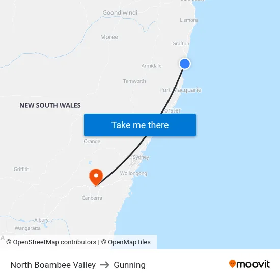 North Boambee Valley to Gunning map
