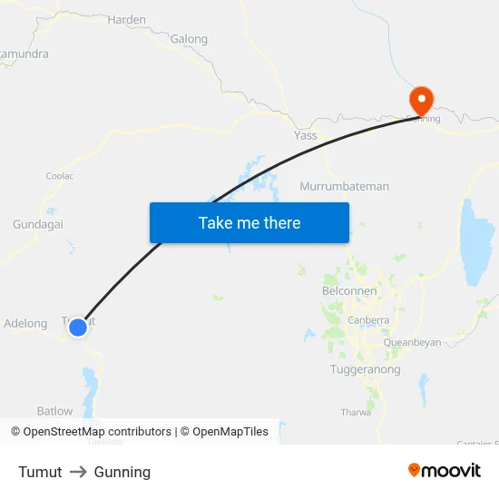 Tumut to Gunning map