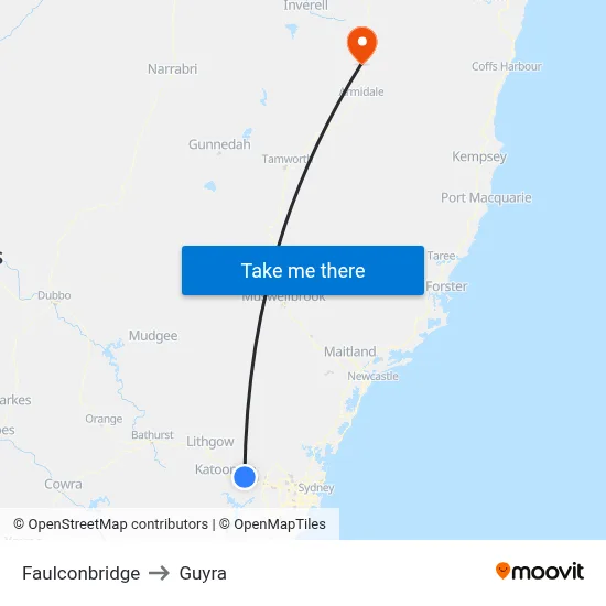 Faulconbridge to Guyra map