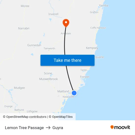 Lemon Tree Passage to Guyra map
