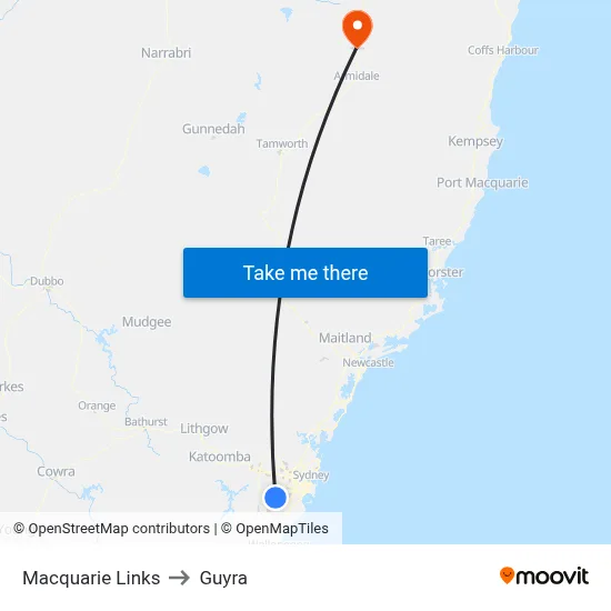 Macquarie Links to Guyra map