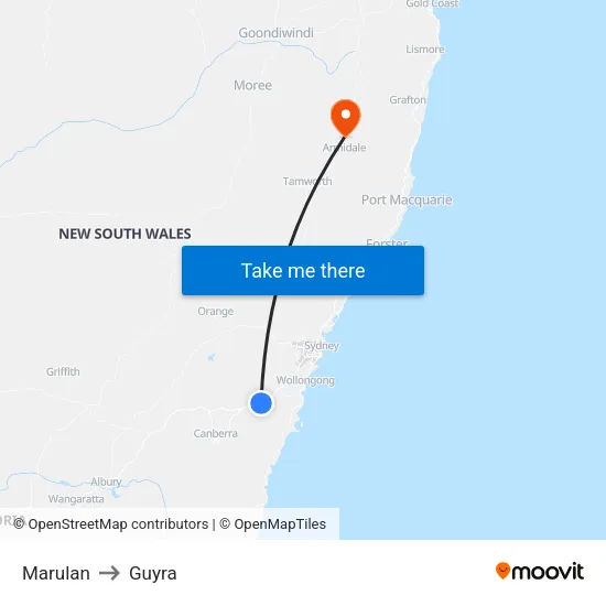 Marulan to Guyra map