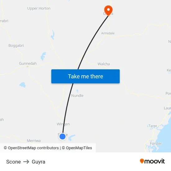 Scone to Guyra map