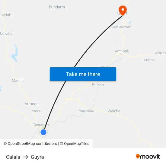 Calala to Guyra map