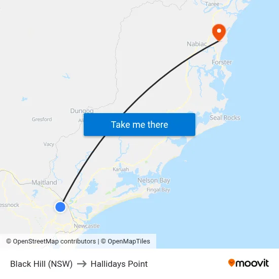 Black Hill (NSW) to Hallidays Point map
