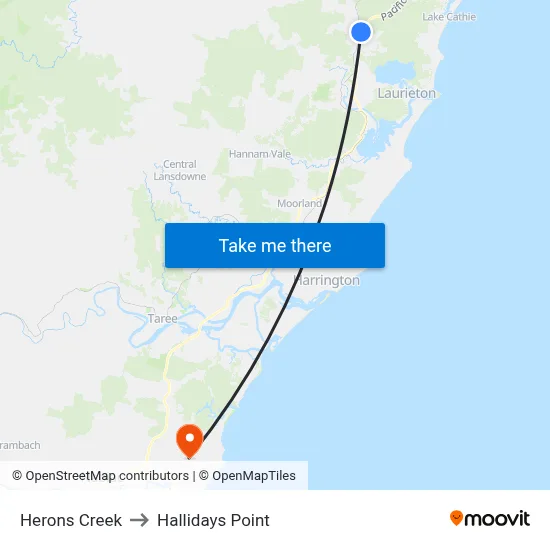 Herons Creek to Hallidays Point map
