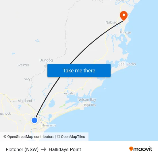 Fletcher (NSW) to Hallidays Point map