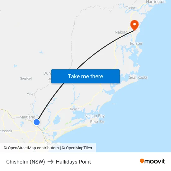 Chisholm (NSW) to Hallidays Point map