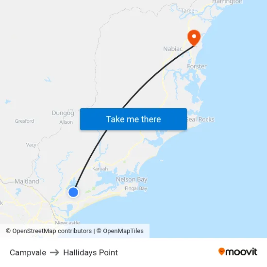 Campvale to Hallidays Point map
