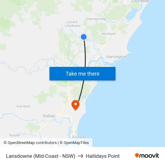 Lansdowne (Mid-Coast - NSW) to Hallidays Point map